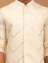 Men's Cream Mirror Jacket With Kurta Pyjama And Dupatta Set