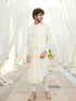Men's Cream Mirror Jacket With Pleated Kurta Pyjama Set