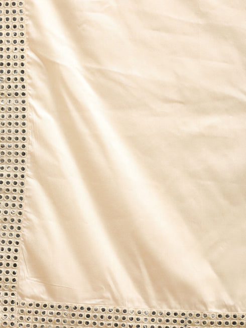 Men's Cream Mirror Jacket With Pleated Kurta Pyjama And Dupatta Set