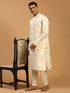 Men's Cream Mirror Jacket With Kurta Pant Set