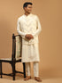 Men's Cream Mirror Jacket With Kurta Pant Set