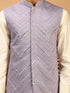 Men's Purple Mirror Jacket With Kurta Pyjama Set