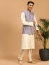 Men's Purple Mirror Jacket With Kurta Pyjama Set