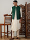 Men's Green Jacket Pleated Kurta With Pyjama Set