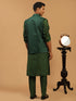 Men's Green Embellished Jacket And Green Kurta And Pant Set