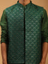 Men's Green Embellished Jacket And Green Kurta And Pant Set