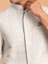 Men's Grey Jacquard Silk Blend Printed Jacket