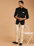 Men's Black Polka Dot Printed Velvet Jodhpuri