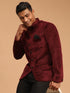 Men's Maroon Polka Dot Printed Velvet Jodhpuri