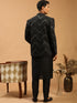 Men's Black Mirror Jodhpuri With Kurta Pant Set