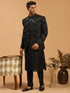 Men's Black Mirror Jodhpuri With Kurta Pant Set