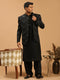 Men's Black Mirror Jodhpuri With Kurta Patiala Set