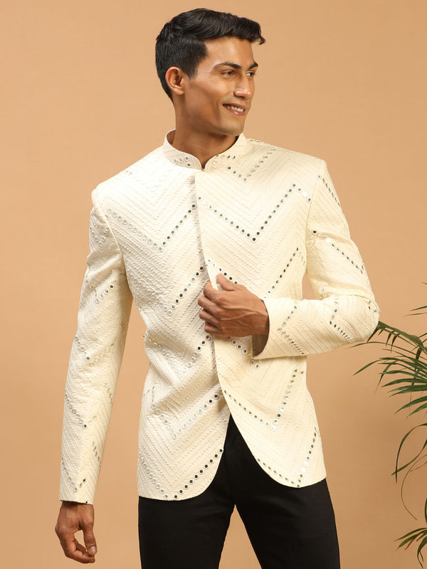 Men's Cream Mirror Jodhpuri