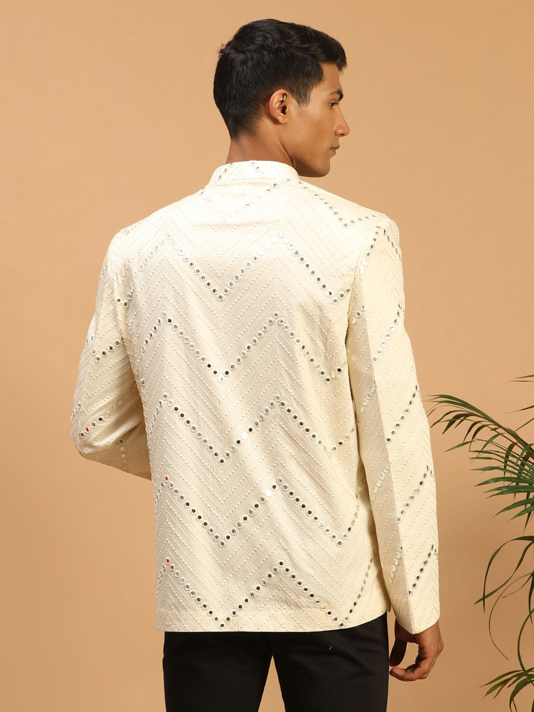 Men's Cream Mirror Jodhpuri