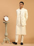 Men's Cream Mirror Jodhpuri With Kurta Pant Set