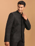 Men's Black Silk Blend Glitter Zig Zag Jodhpuri