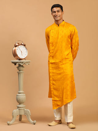 SHRESTHA BY VASTRAMAY Men Yellow Angrakha Kurta With Set