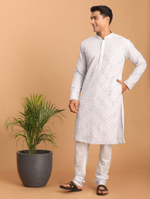 Men's Aqua Blue Mirror Kurta