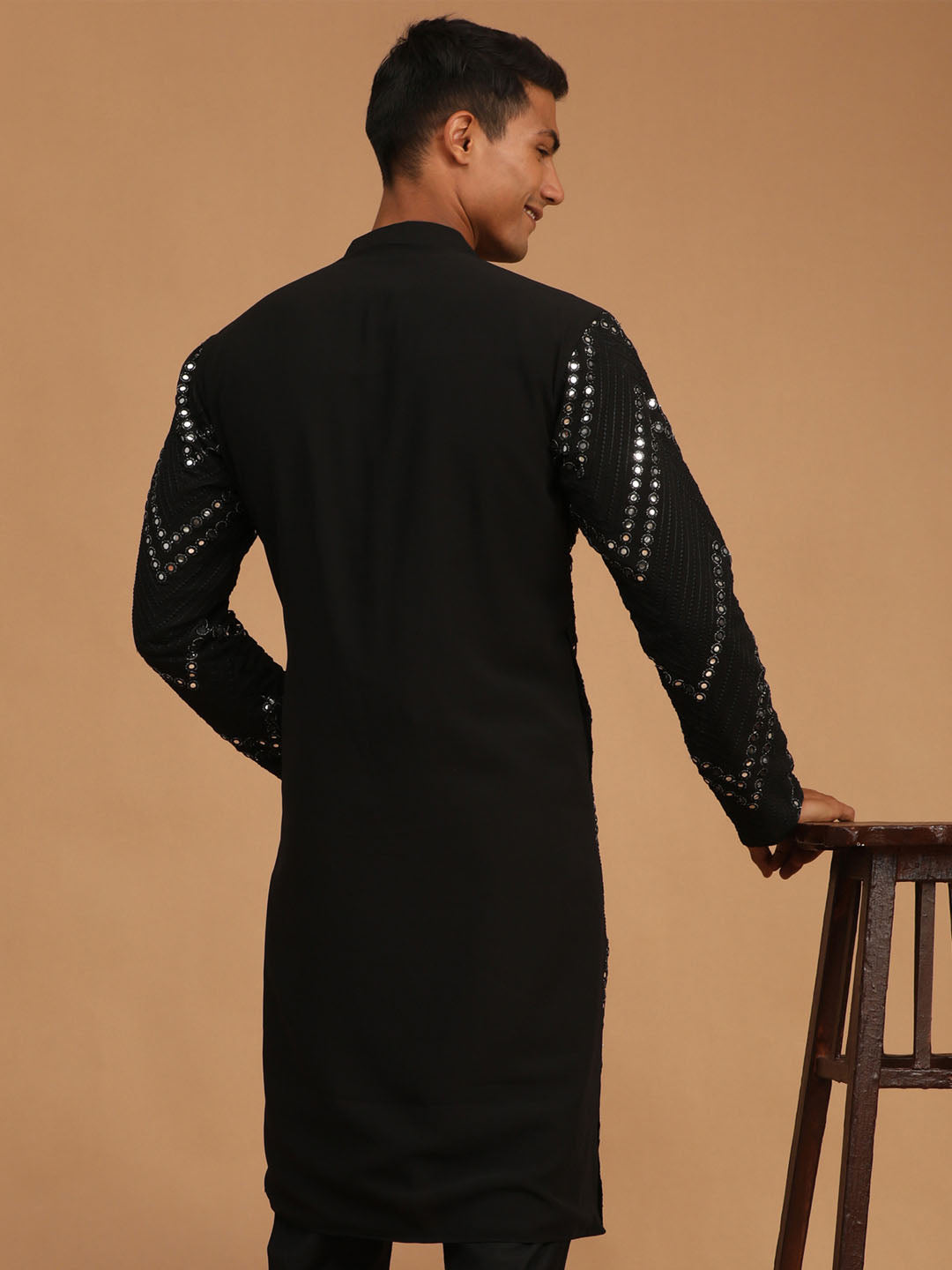Men's Black Mirror Kurta