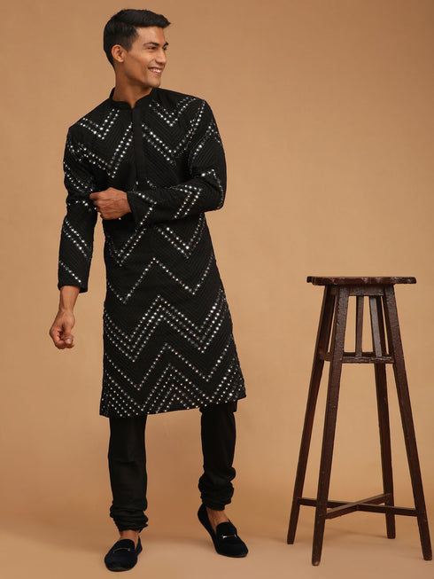 Men's Black Mirror Kurta