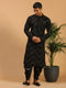 Men's Black Mirror Kurta Dhoti Set