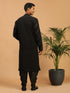 Men's Black Mirror Kurta Dhoti Set