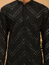 Men's Black Mirror Kurta Dhoti Set