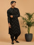 Men's Black Mirror Kurta Dhoti Set