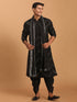 Men's Black Mirror Kurta Dhoti And Dupatta Set
