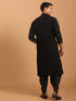 Men's Black Mirror Kurta Dhoti And Dupatta Set