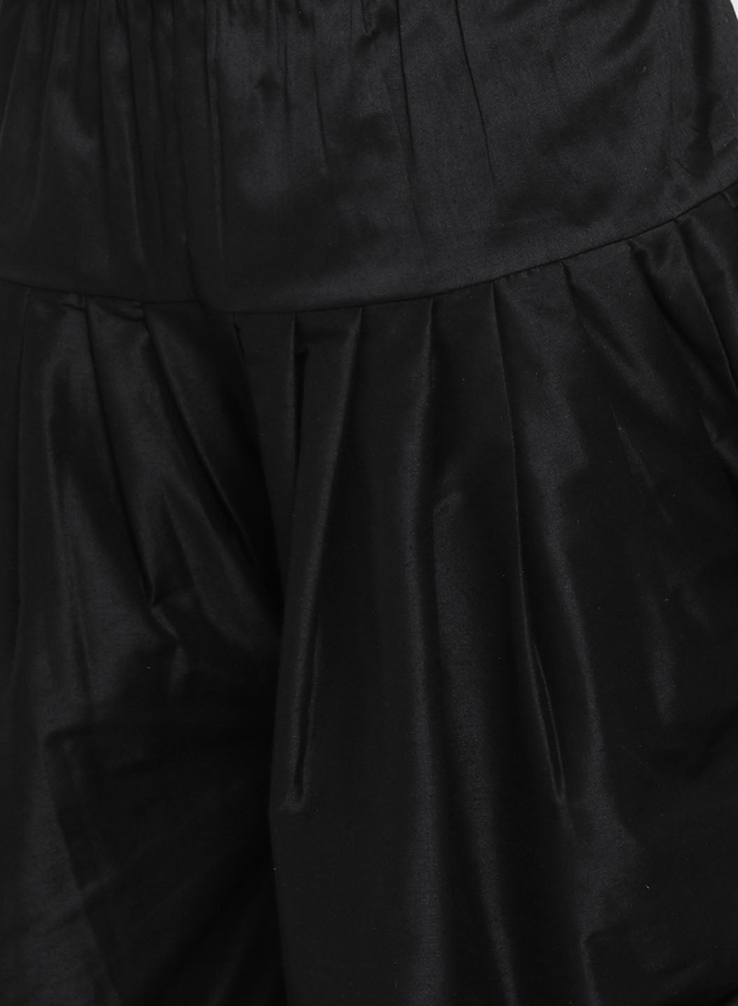 Men's Black Mirror Kurta Dhoti And Dupatta Set