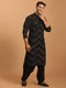 Men's Black Mirror Kurta With Patiala Set