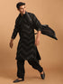 Men's Black Mirror Kurta Patiala And Dupatta Set