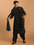 Men's Black Mirror Kurta Patiala And Dupatta Set
