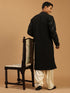 Men's Black Mirror Kurta With Patiala Set