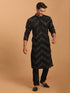 Men's Black Mirror Kurta Pyjama Set