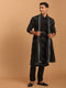 Men's Black Mirror Kurta Pyjama And Dupatta Set