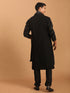 Men's Black Mirror Kurta Pyjama And Dupatta Set
