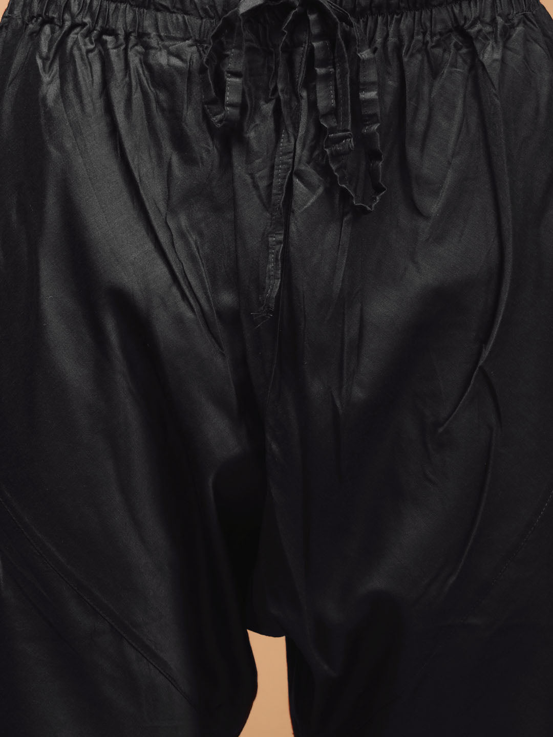 Men's Black Mirror Kurta Pyjama And Dupatta Set