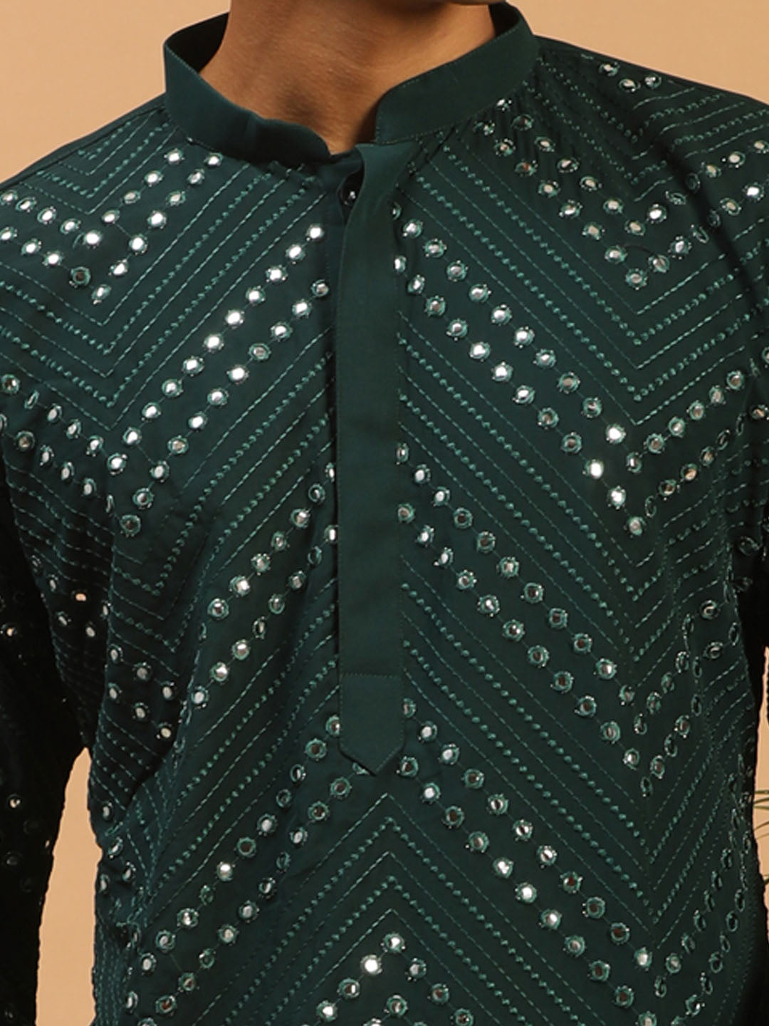 Men's Green Mirror Kurta