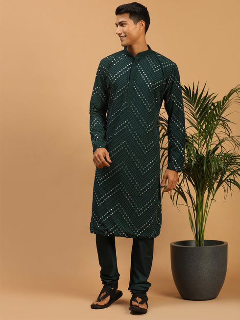 Men's Green Mirror Kurta