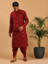 Men Maroon Mirror Kurta