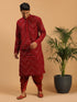 Men's Maroon Mirror Kurta Dhoti Set