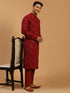 Men's Maroon Mirror Kurta Pant Set