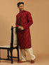 Men's Maroon Mirror Kurta With Patiala Set