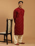 Men's Maroon Mirror Kurta With Patiala Set