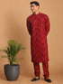 Men's Maroon Mirror Kurta Pyjama Set
