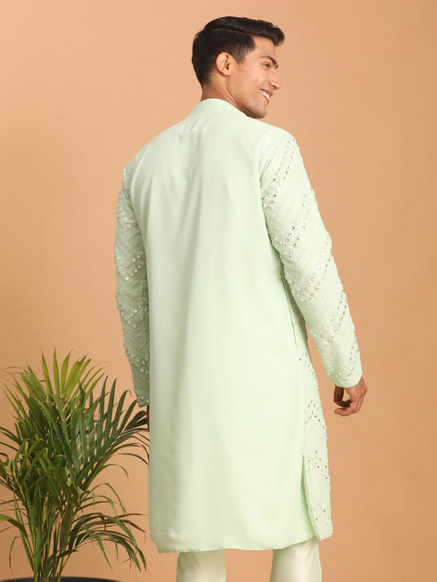 Men's Mint Green Mirror Kurta