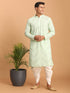 Men's Mint Green Mirror Kurta Dhoti Set