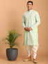 Men's Mint Green Mirror Kurta Dhoti Set
